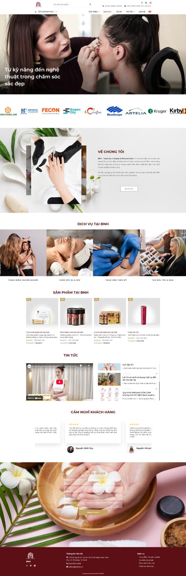 Website cho công ty Dạy Làm đẹp & Chăm sóc cá nhân EDF-BNH