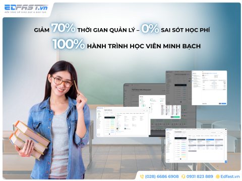 GIẢM 70% THỜI GIAN QUẢN LÝ – 0% SAI SÓT HỌC PHÍ – 100% HÀNH TRÌNH HỌC VIÊN MINH BẠCH